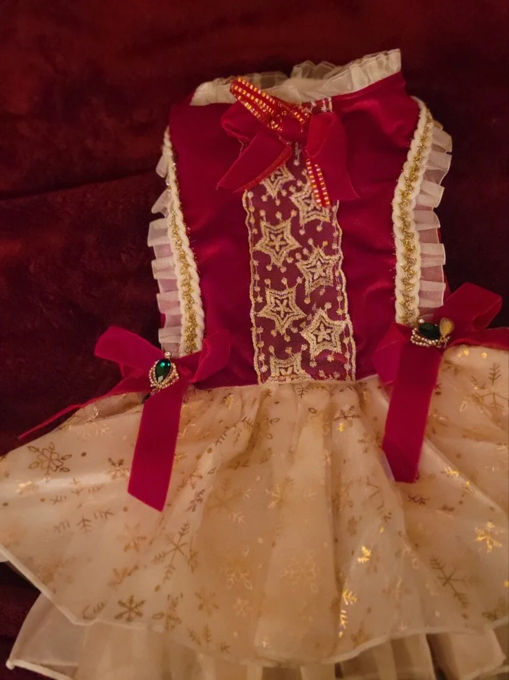 Burgundy and Gold Holiday Princess Costume Dress